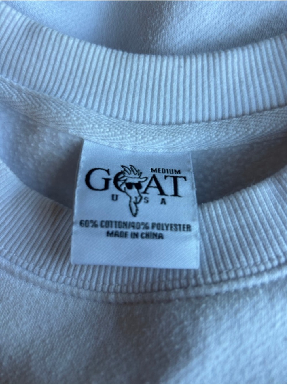 Men's GOAT USA White Blue Big GOAT Crewneck Sweatshirt M - Picture 7 of 8